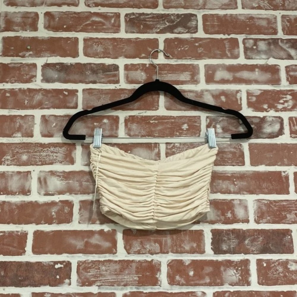 Free People Ivory Cream Ruched Bandeau Top Size Small